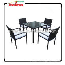 5pcs Aluminium Möbel Rattan Tisch und Stuhl Esszimmer Set, Restaurant Tisch und Stuhl